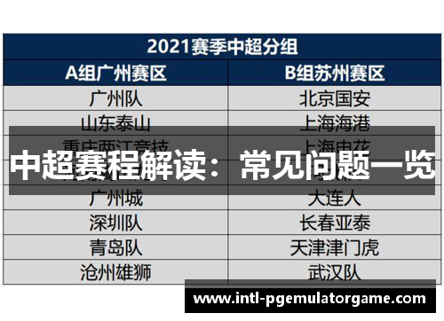 中超赛程解读：常见问题一览