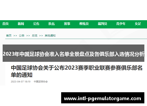 2023年中国足球协会准入名单全景盘点及各俱乐部入选情况分析