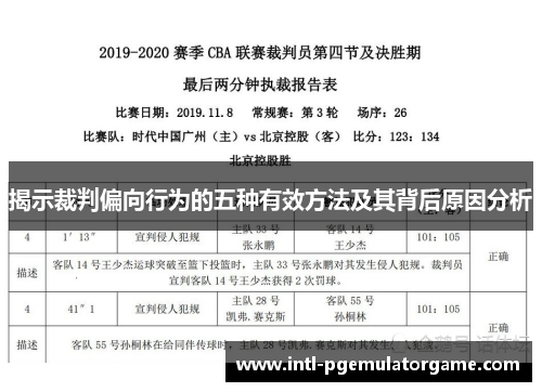 揭示裁判偏向行为的五种有效方法及其背后原因分析